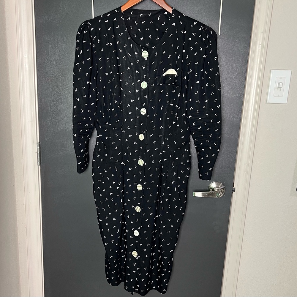 Vintage 80s black & white dress